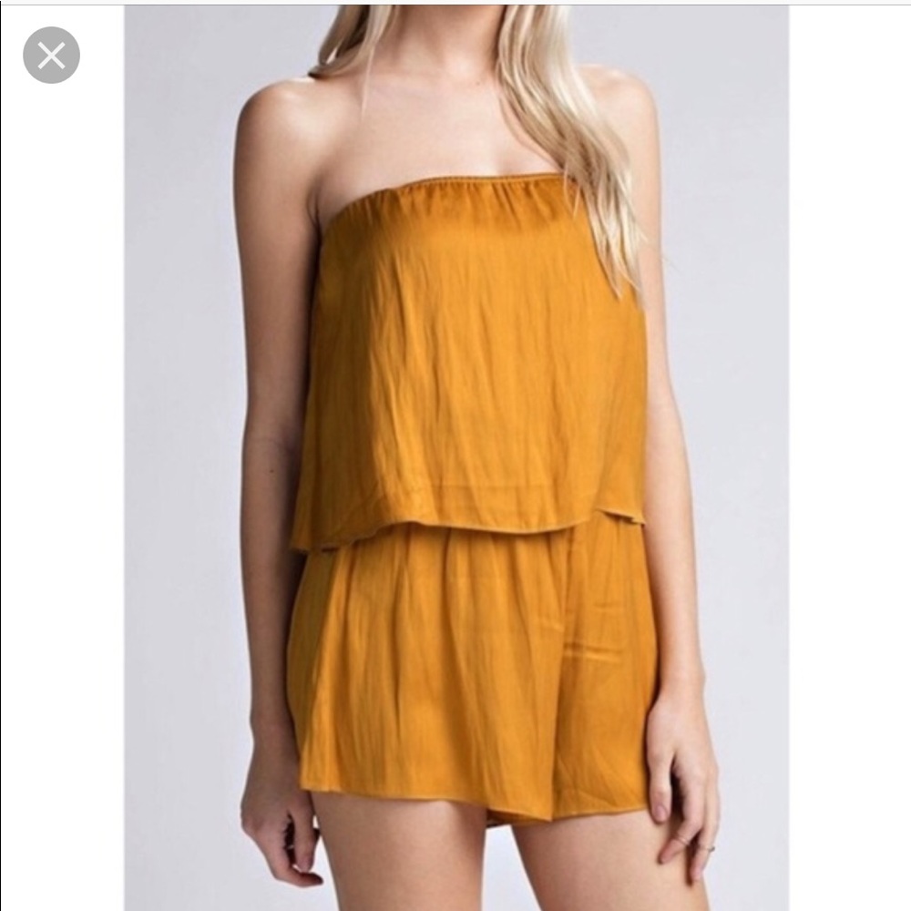 Golden yellow strapless romper